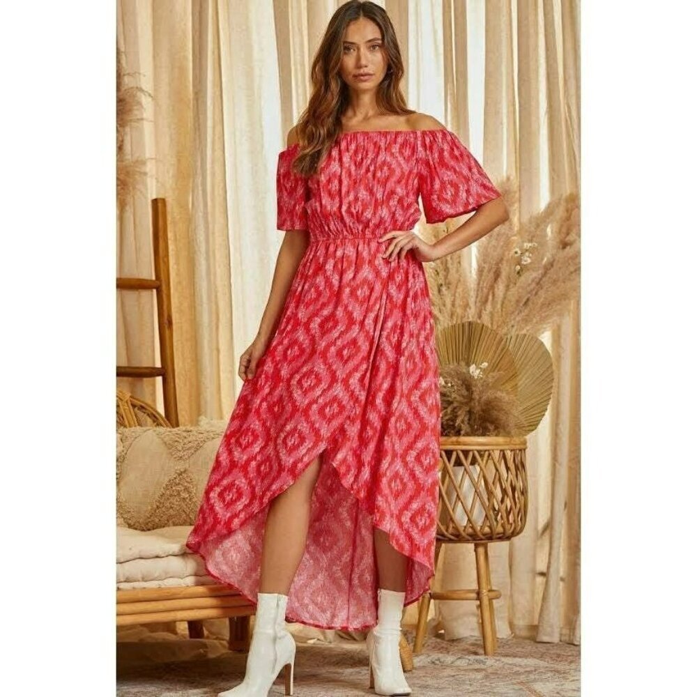 Days Like These Aztec Maxi Dress in Red/Pink